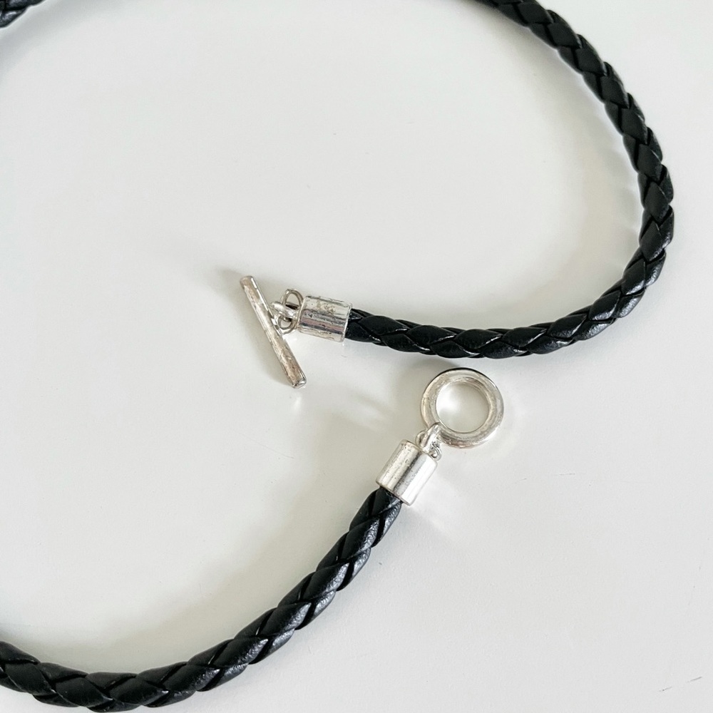 Black Braided Medallion Necklace - Picture 10 of 11